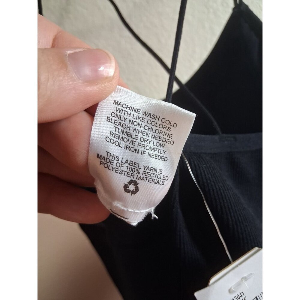 NWT Hippie Rose Crop Top Casual Workout Yoga Y2K Boho Lined Black Size Medium - Picture 6 of 6